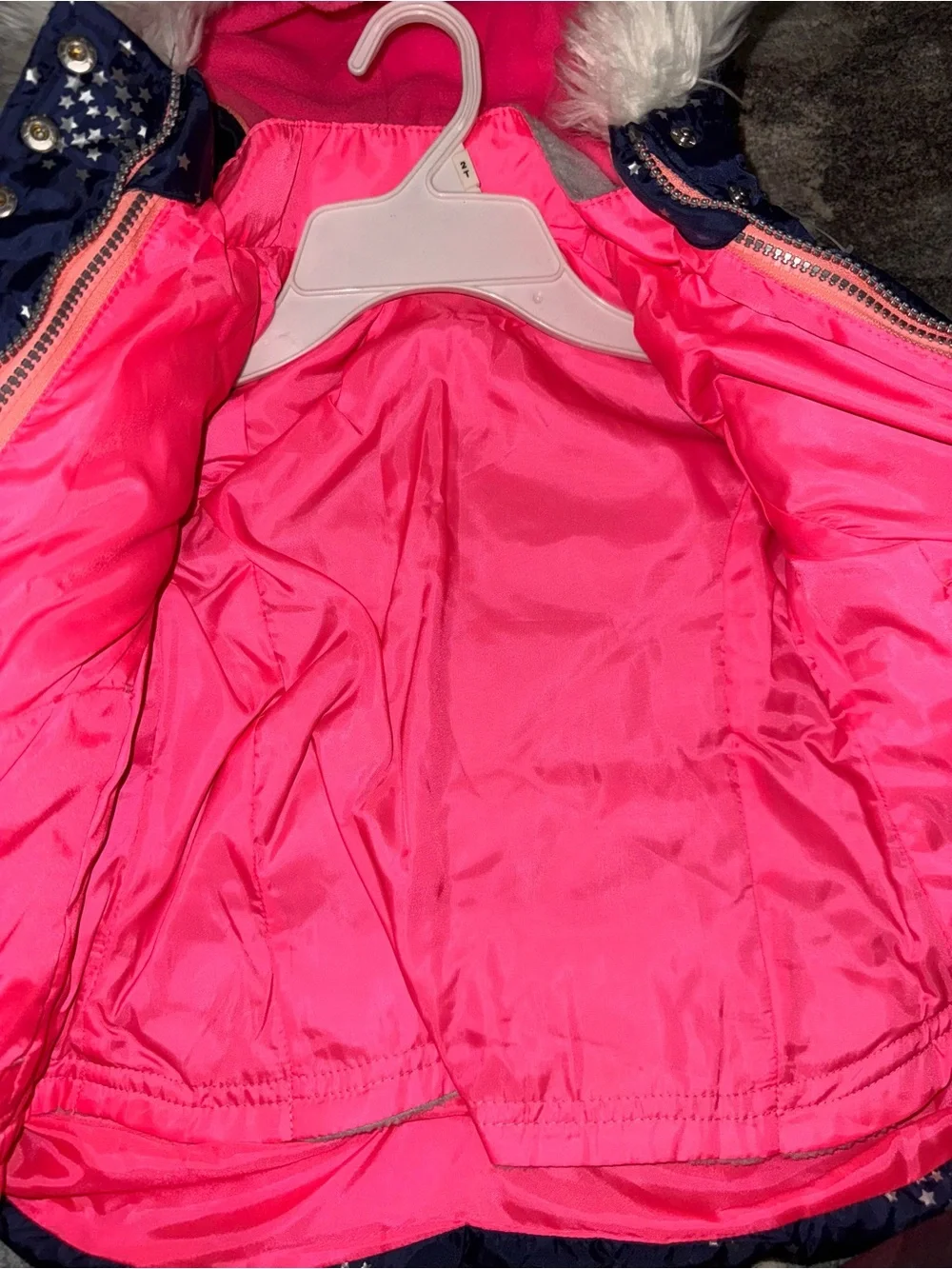 Carters Kids Star-Print Puffer Jacket with Faux-Fur Hood